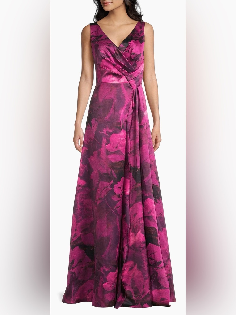 NEW Kay Unger Cecilia Floral Vivid Berry Evening Gown Sz 16